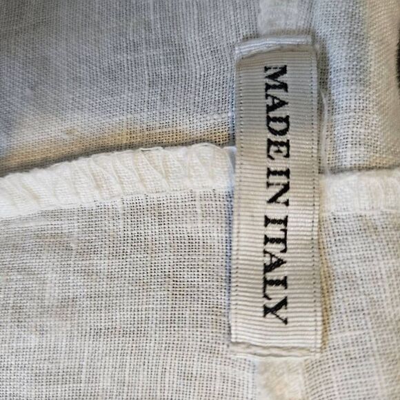 Linen sleeveless long cardigan,  white with silver trim. XL. - Picture 3 of 4